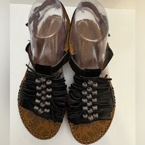 Hush Puppies Black Beaded Fringe Sandals